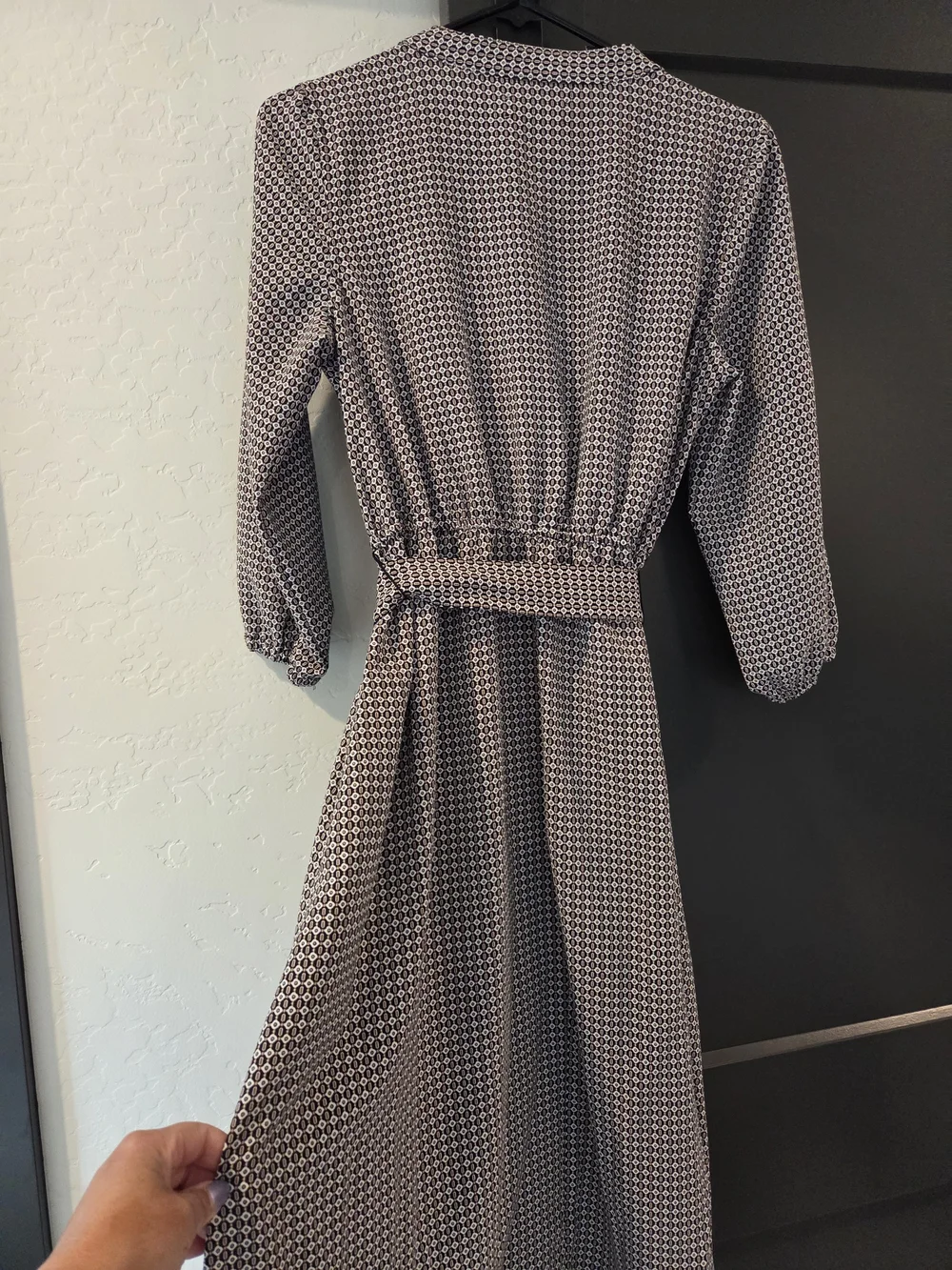 croft & barrow Black and Cream Printed Maxi Shirt Dress - Picture 4 of 4